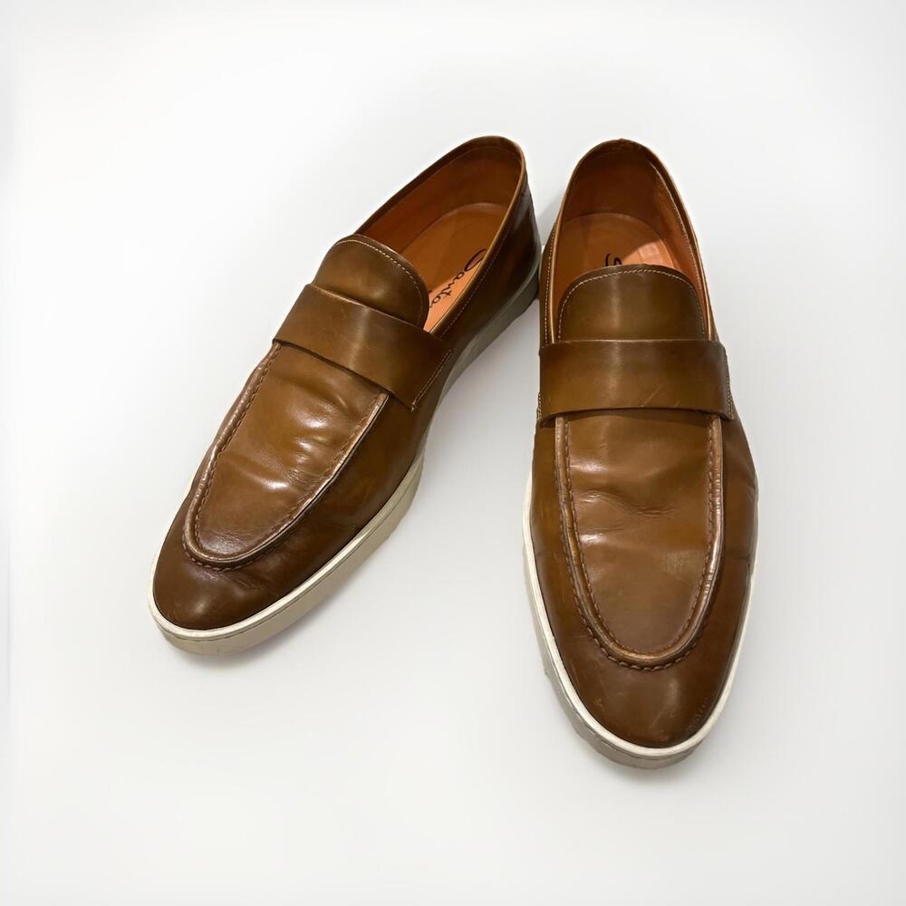Santoni Brown Leather Oxfords